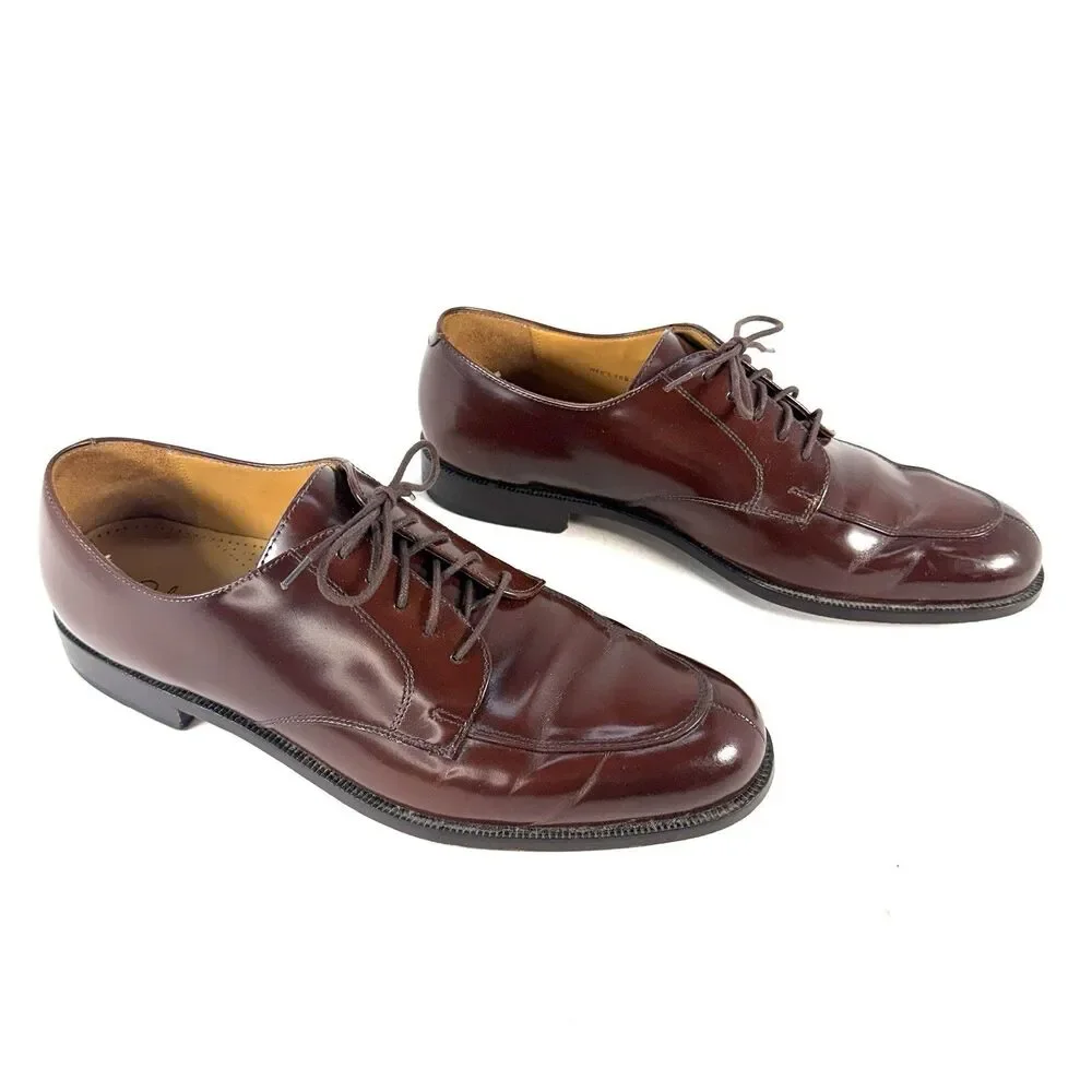 VTG Cole Haan Men's Leather Lace Up Oxford Dress Shoes Size 9D Burgundy Brown